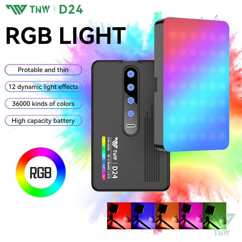 TNW D24 Portable RGB Light LED Video Light Photography Light Dimmable ...