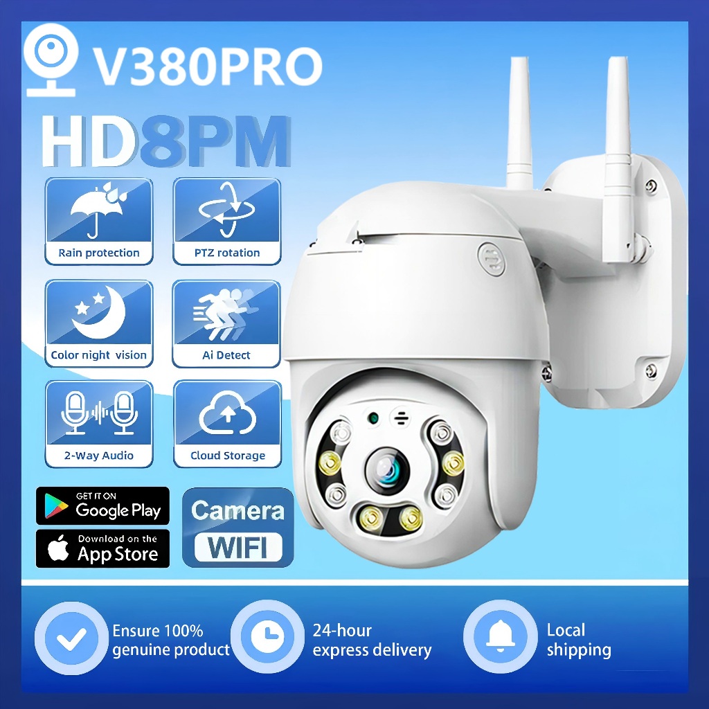 V380 PRO CCTV Camera 4K Dual Lens 360° WiFi Wireless Outdoor Waterproof ...
