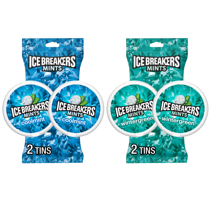 Ice Breakers Sugar-Free Mints – Coolmint & Wintergreen, 1.5 oz Tins (2 ...