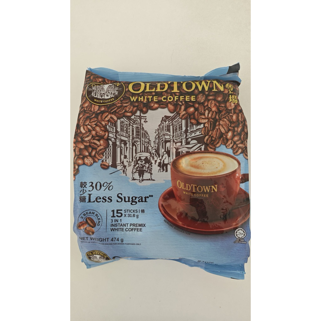 Old Town White Coffee Instant Coffee – 30% Less Sugar, 15 Sticks (Malaysian White Coffee)