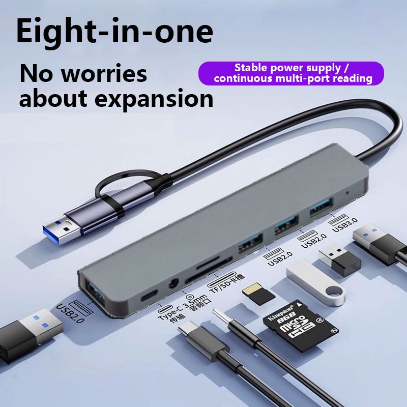 Multi functional hub 8-in-1 USB Type-C with multi port adapter to ...