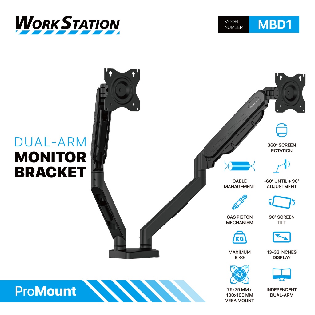 Fantech Work Station Single & Dual Arm Monitor Bracket MBD1/MBS1 Pro ...