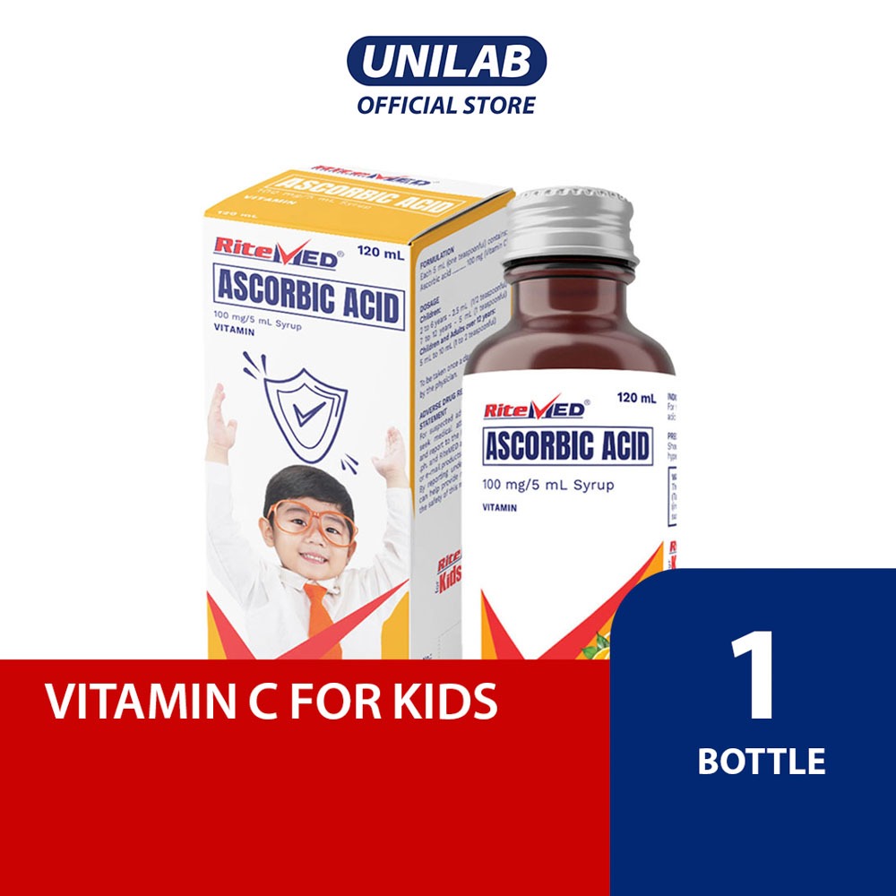 Unilab - RiteMED Ascorbic Acid 100mg Syrup 120mL 1 Bottle (Vitamin C ...