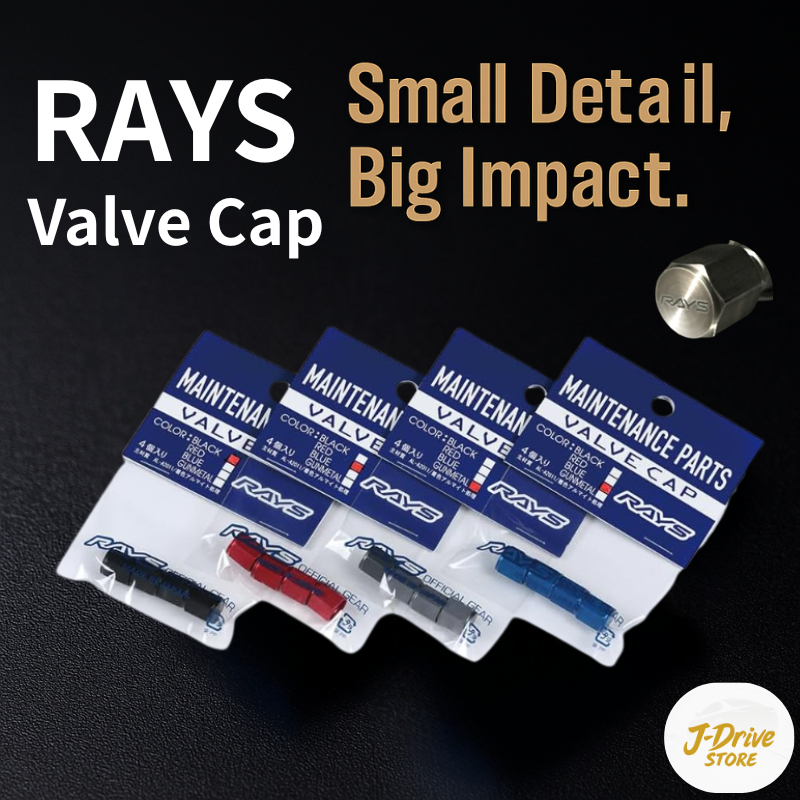RAYS Aluminum Valve Caps – New Logo Engraved, 4-Piece Set, Black ...
