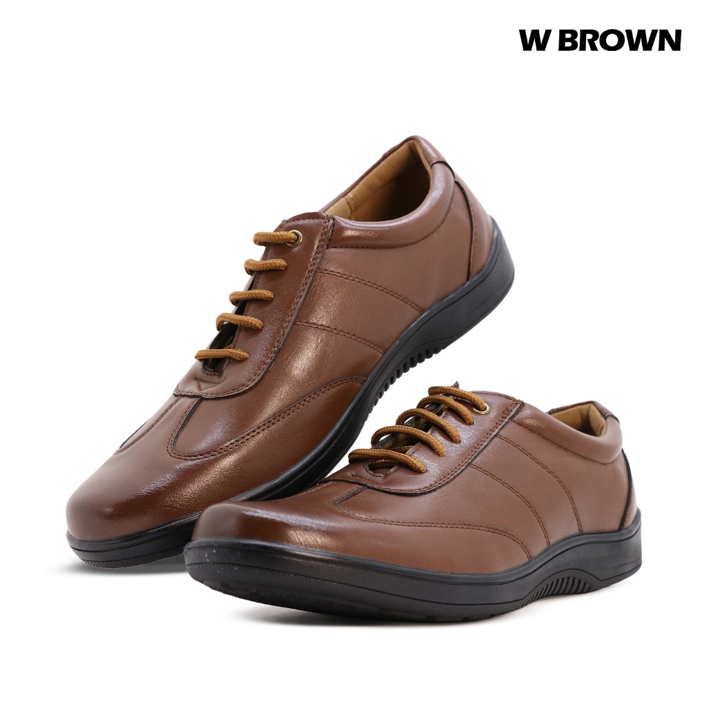 W BROWN Men's Laced Derby 5 Holes Plain Wing Tip Toe PU Brown Formal ...