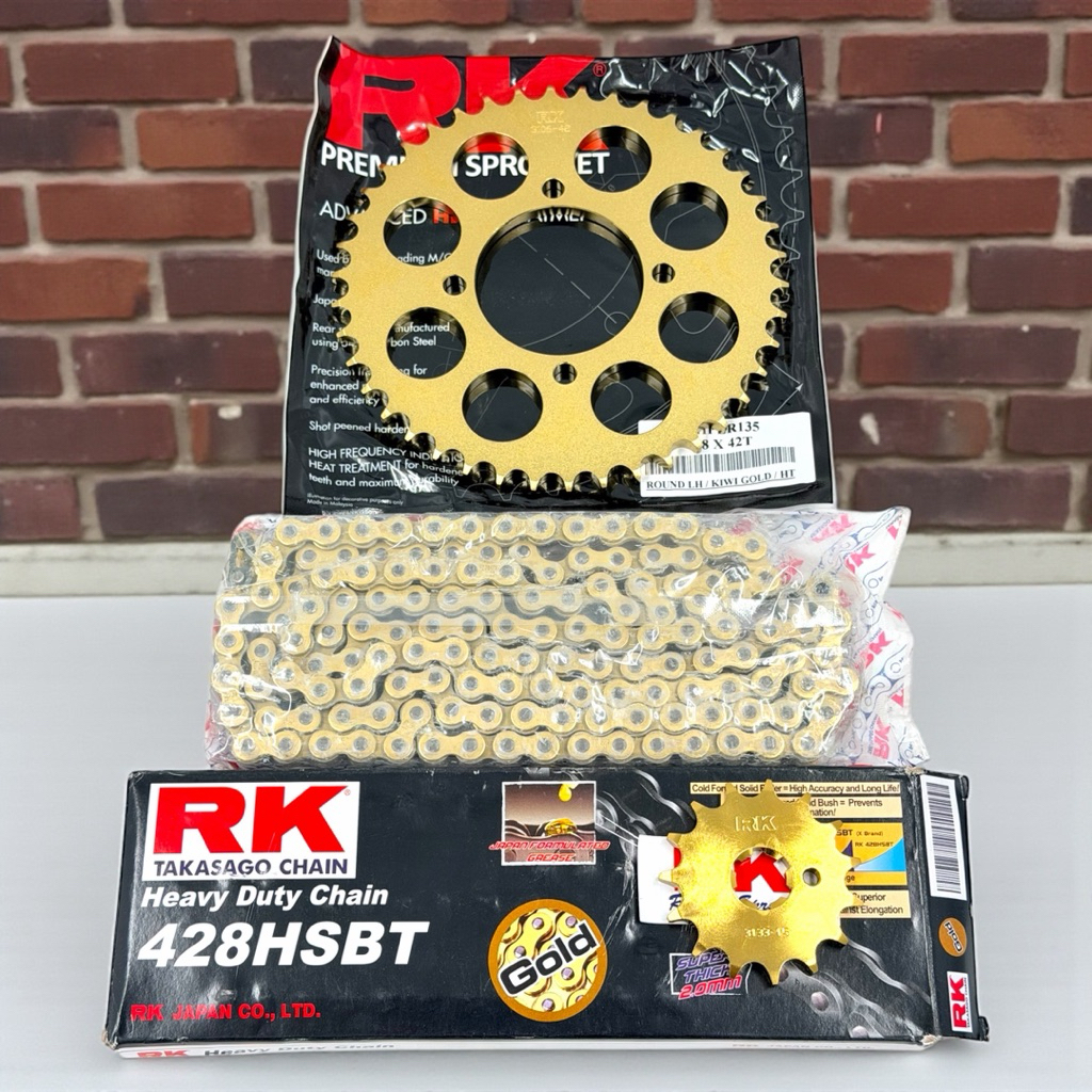RK RACING CHAIN & SPROCKET SET SNIPER 135 MX/CLASSIC/YTX 125 #428 GOLD ...