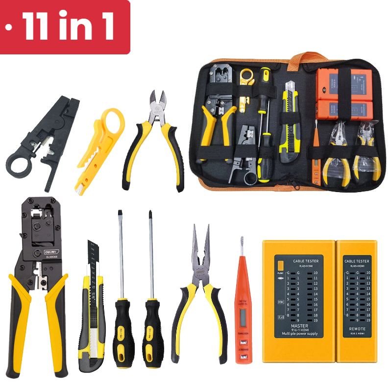 11 in 1 Network Tool Kit Ethernet LAN Kit RJ45 Cable Tester Crimper ...