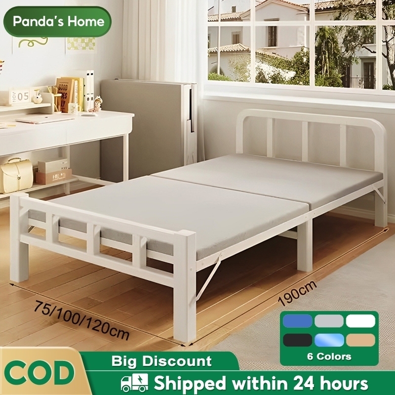 Metal Folding Bed Portable Foldable Bed Double/Single Bed Frame Save ...