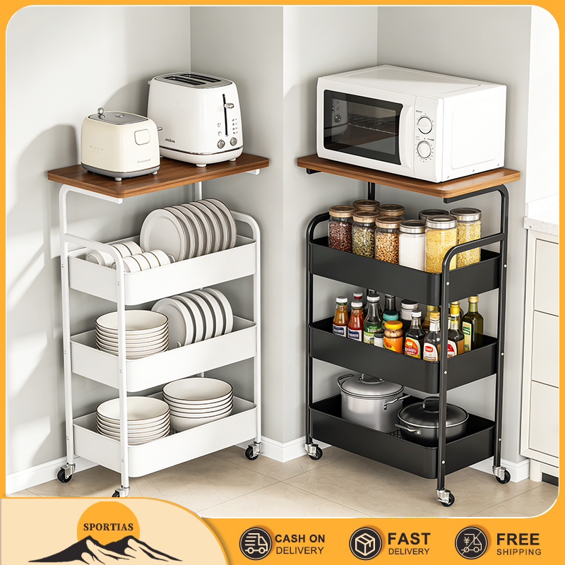 Metal Movable Kitchen Storage Trolley Cart Simple Narrow Snack ...