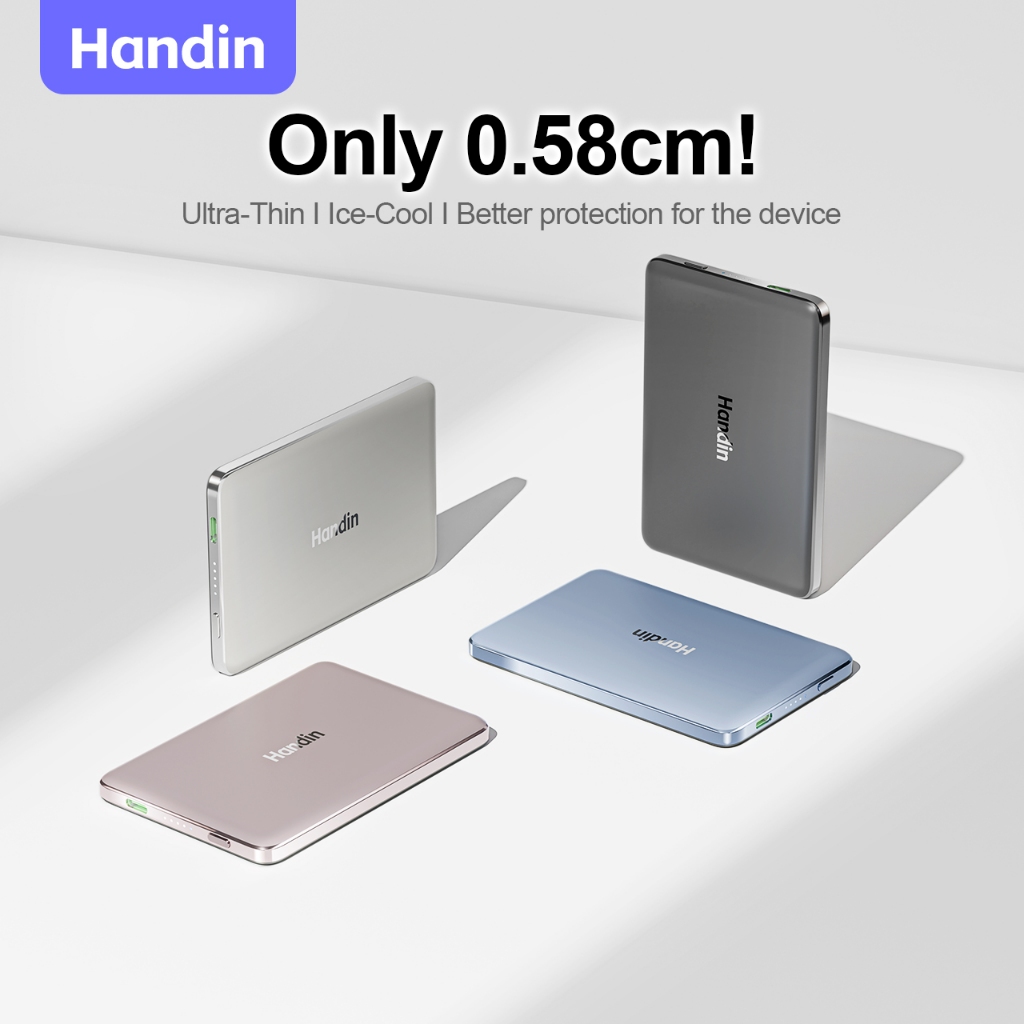 Handin Ultra Thin Powerbank 12000mAh Magnetic Wireless Mini 20W Fast ...