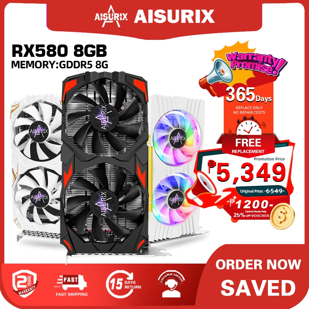 AISURIX Graphics Card RX 580 8GB Gaming Black Myth Wukong GDDR5 256Bit ...