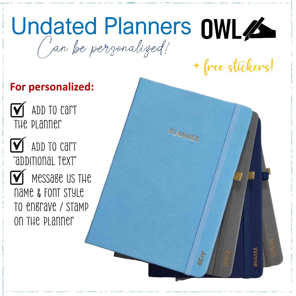 Personalized Undated Planner Engraved Debossed Name On Side 100Gsm ...
