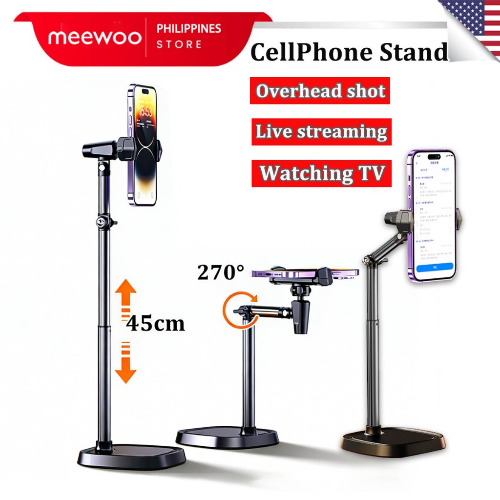 Meewoo Phone Stand Tripod Holder Chat Stand Overhead Shooting 360 ...