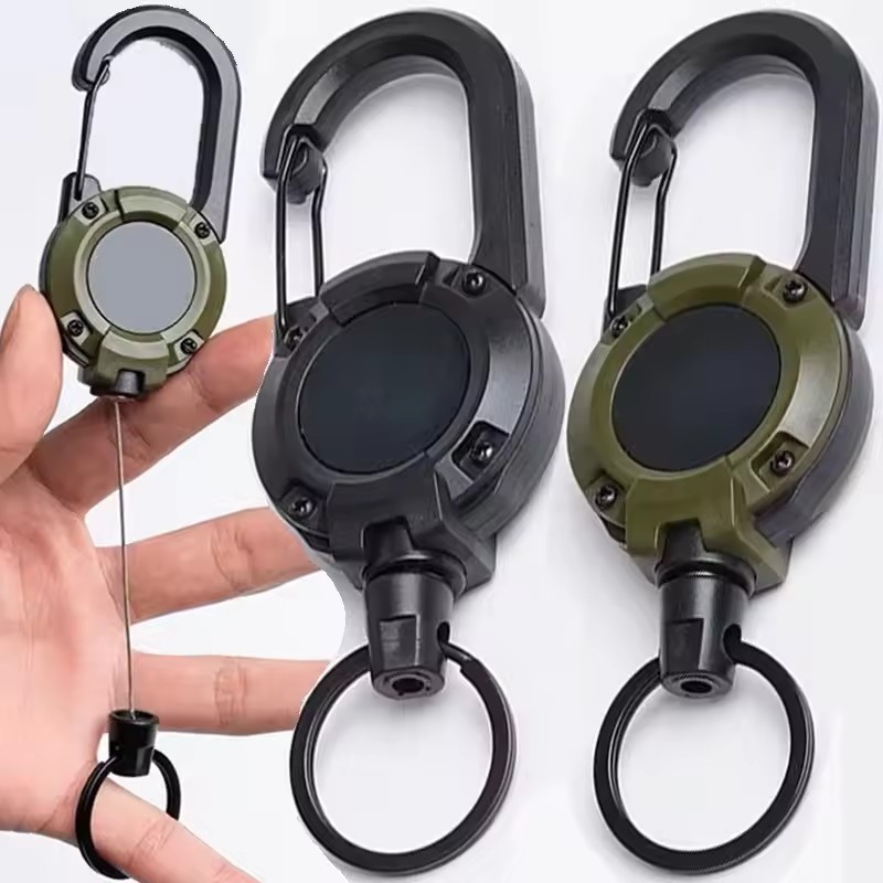 Outdoor camping telescopic buckle steel wire rope multi-functional anti ...