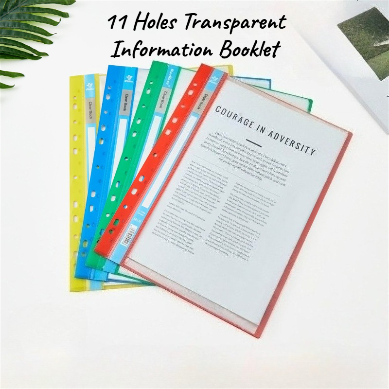 10 Pages Clear Information Booklet A4 11 Hole File Folder PP Document ...