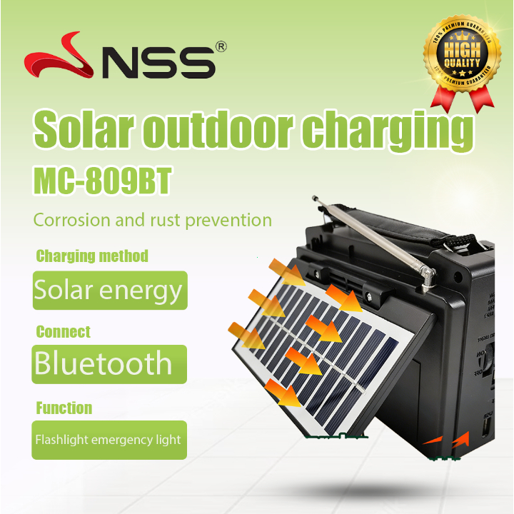 NSS solar rechargeable Bluetooth radio flashlight emergency light ...