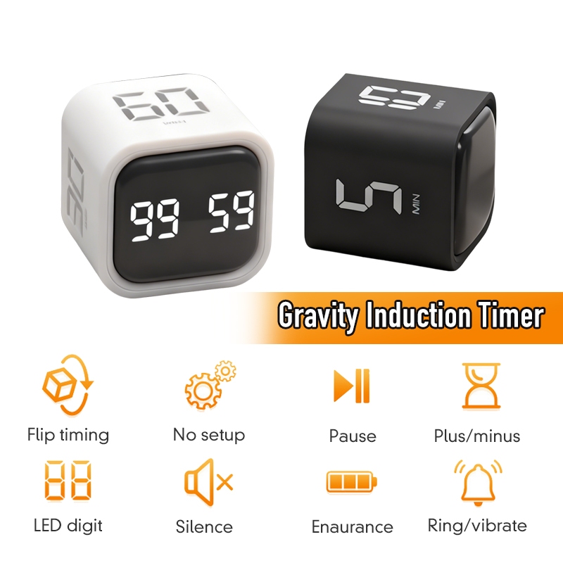 Kitchen Cooking Timer Digital Cube Timer Adjustable Sound & Vibration ...