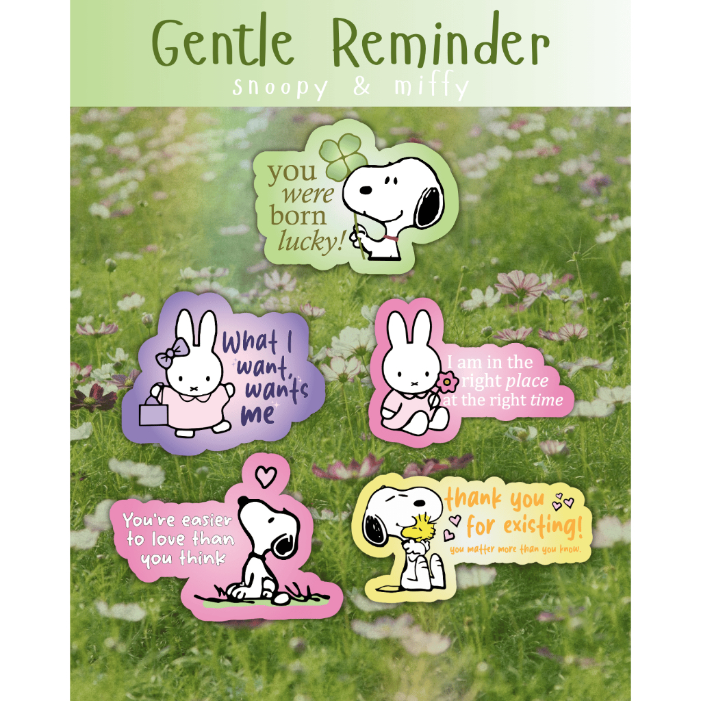 miffy and snoopy gentle reminder - stickers and pins | Shopee Philippines