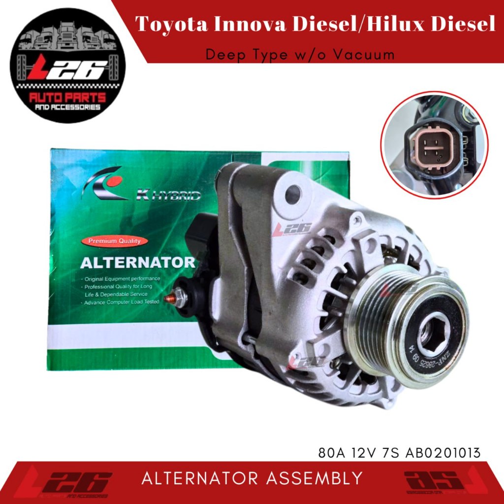 Toyota Innova Hilux Diesel Alternator Assembly 80Amp 12V Deep Type ...