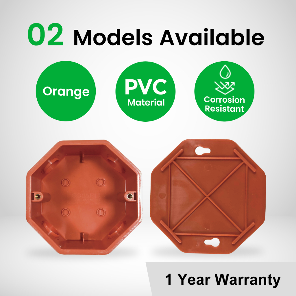 Electrical Junction Box and Cover Octagon Orange PVC Fire Resistant ...