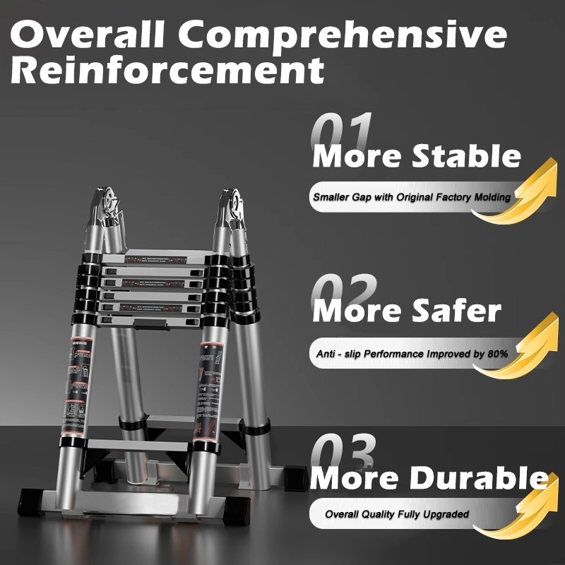 Evora Telescopic Ladder Foldable Aluminum Heavy Duty upgrade Anti-slip ...