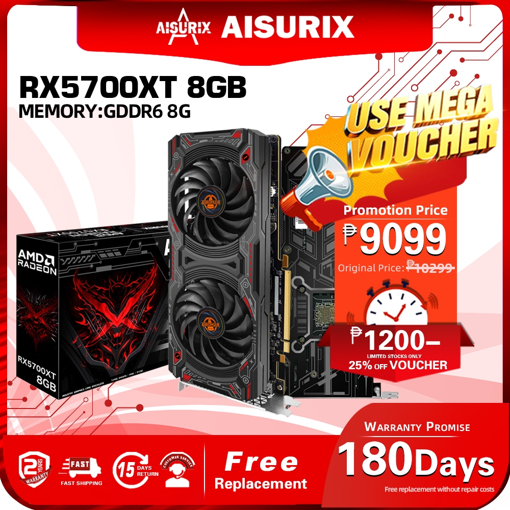 AISURIX Graphics Card RX5700XT 8GB AMD Radeon Computer GPU Video Card ...