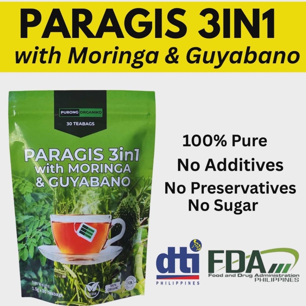 PARAGIS 3 N 1 WITH MORINGA & GUYABANO TEA FDA APPROVED by purong ...