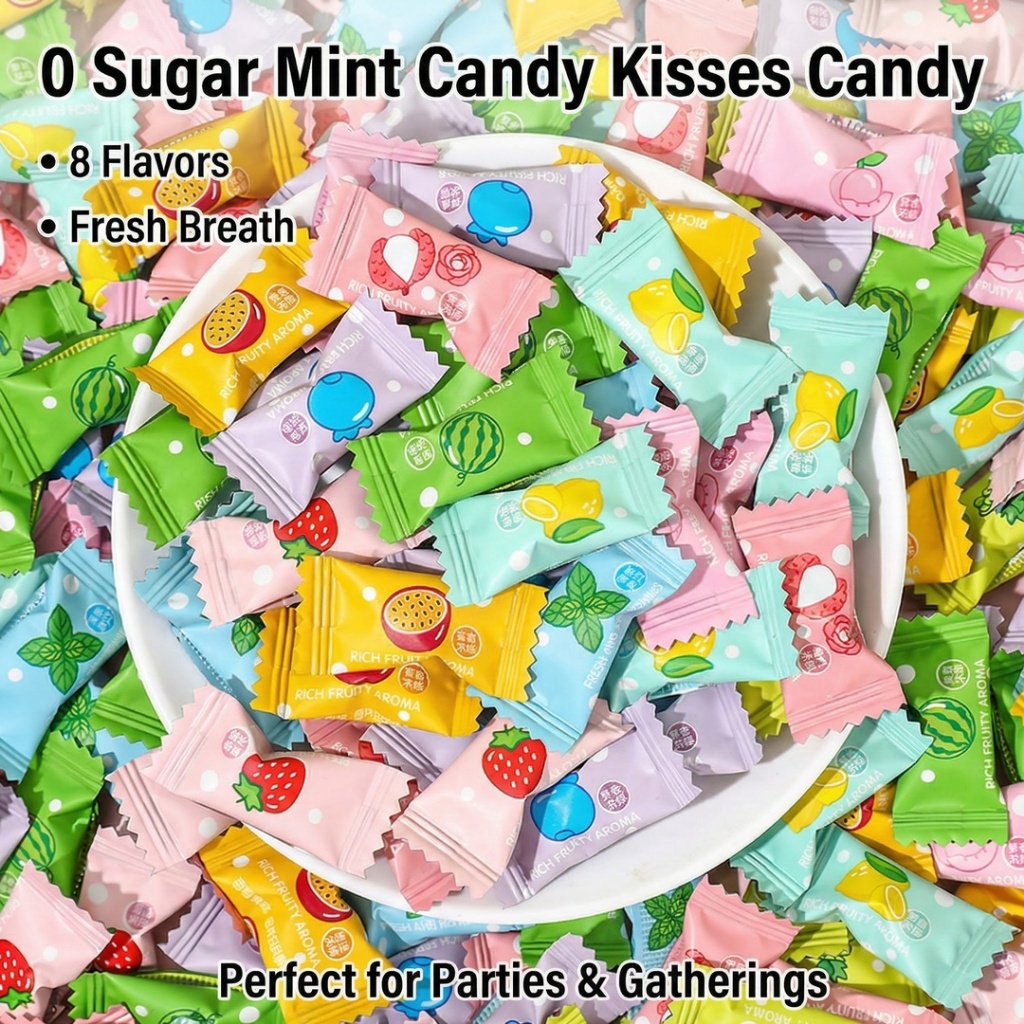 Mint Candy Sugar Free Assorted Fruit Sweet Flavor Candy ,Kisses,Fresh ...