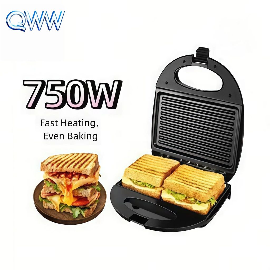 QWW 750W Panini Press Sandwich Maker Electric Non-Stick Toaster ...