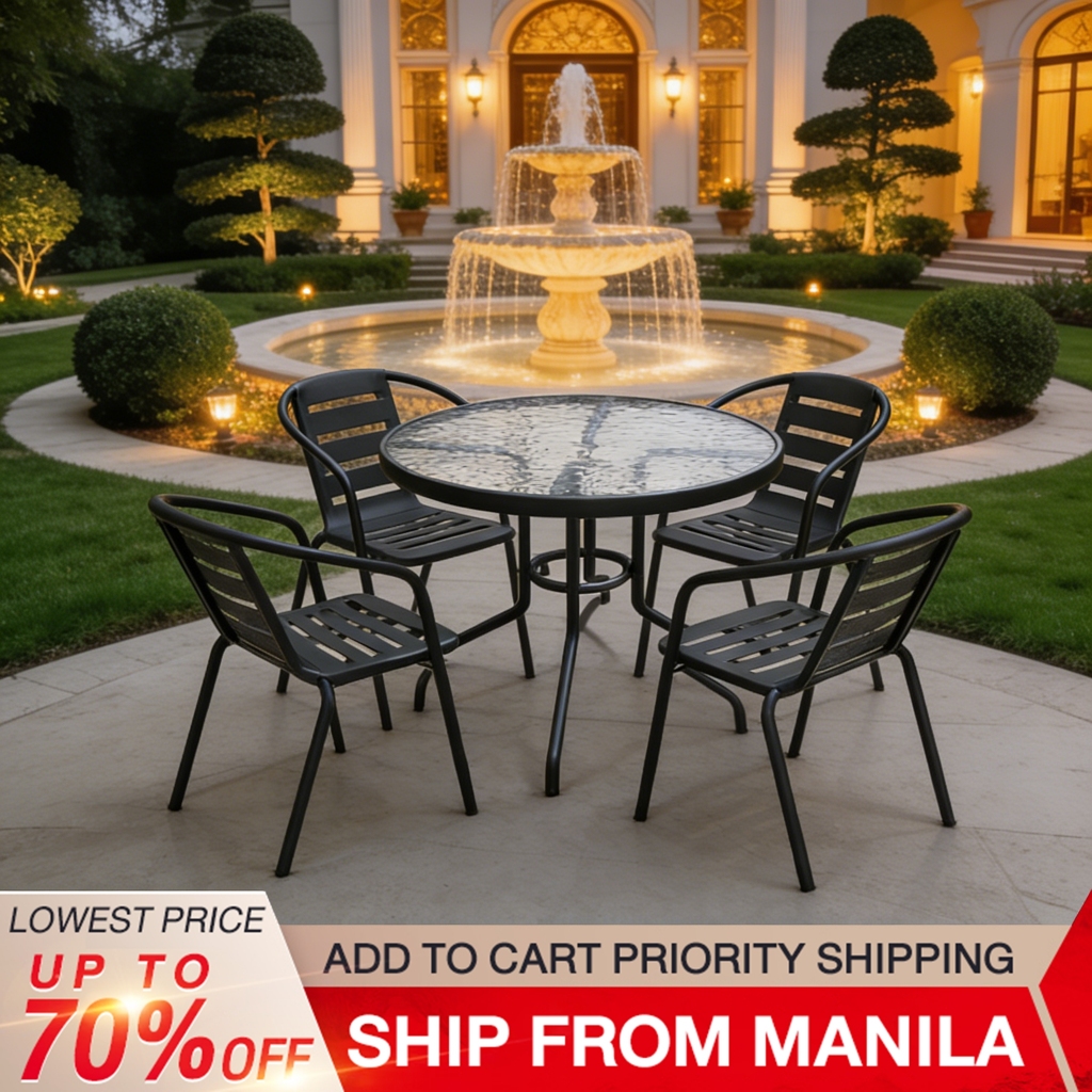 BAIERDI Set outdoor modern table chair courtyard waterproof garden open ...