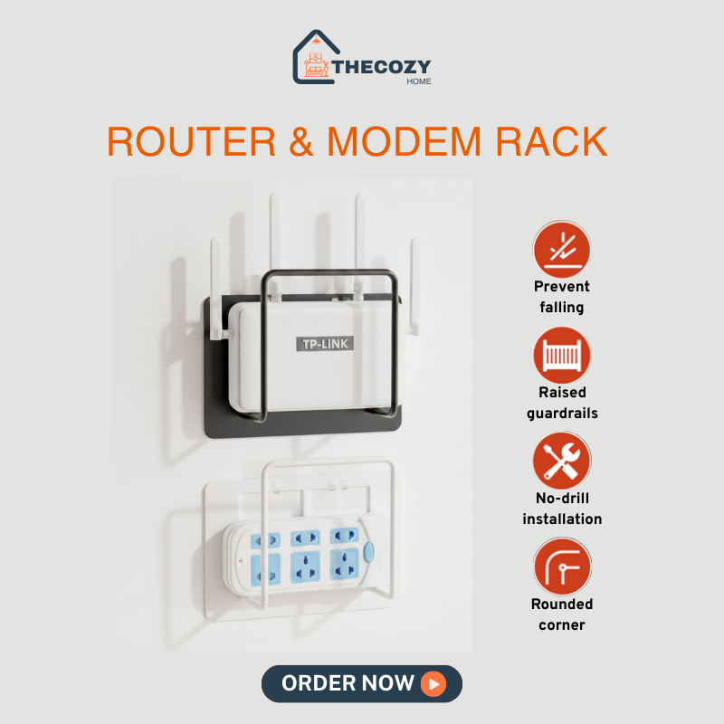 WiFi Router Wall Mounted Storage Box – No Drilling Modem Holder Shelf ...