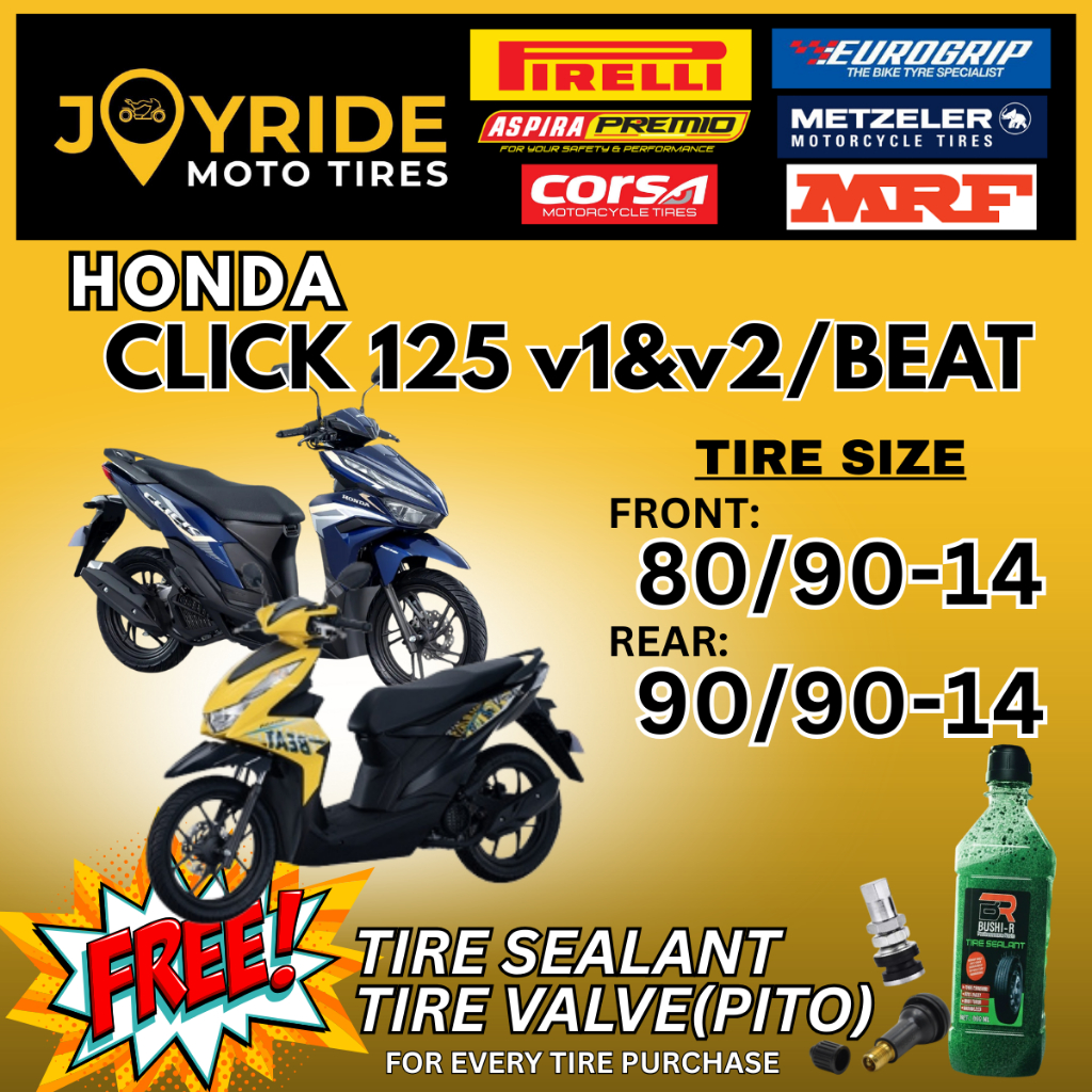 HONDA CLICK 123 v1&v2 /HONDA BEAT Set Tires 80/90-14 & 90/90-14 ...