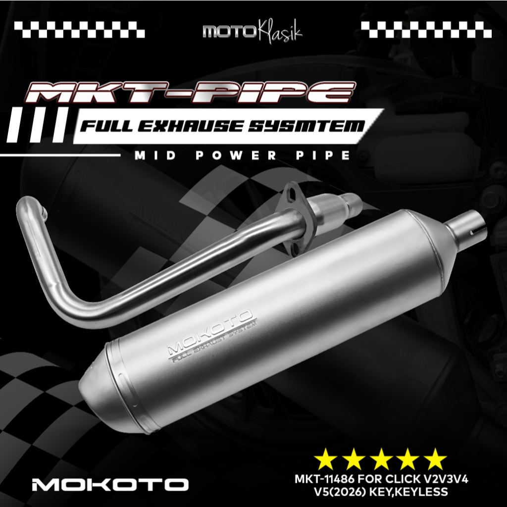 MOKOTO CLICK V2/V3/V4/V5 FULL EXHAUST PIPE SYSTEM MID POWER STAINLESS ...