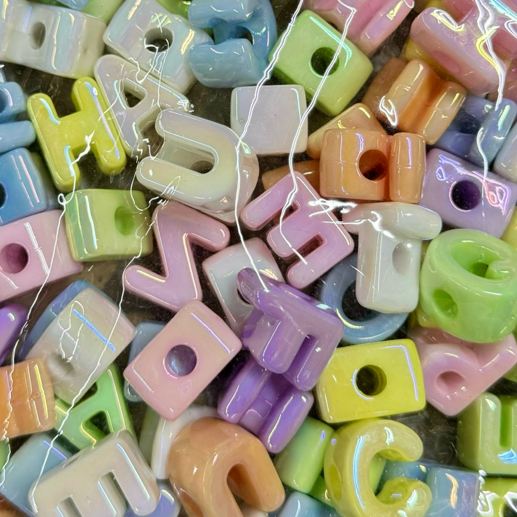 100pcs UV Plated Chunky Letters Pastel Chunky Letters Inter Beads ...