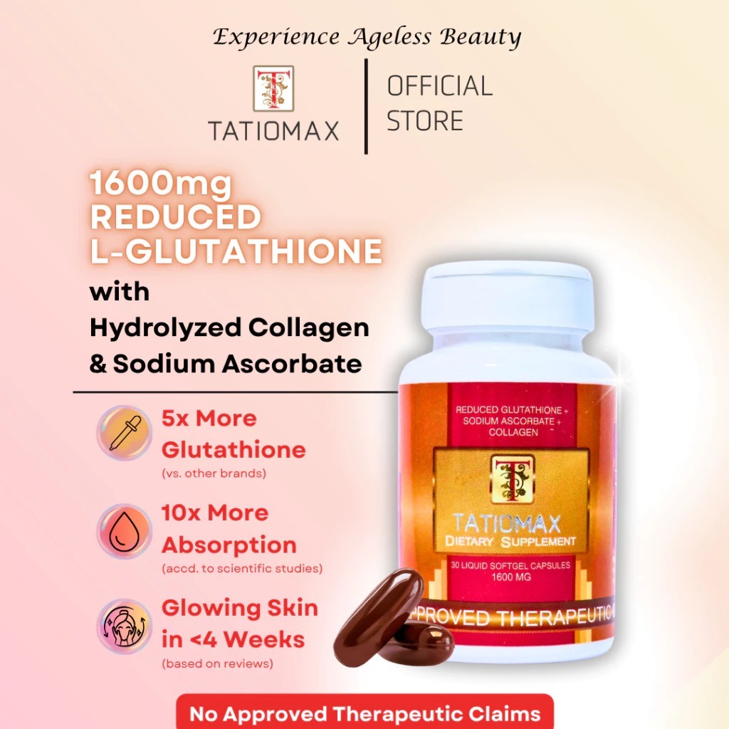 glutathione 1600mg TATIOMAX 1600mg Reduced Glutathione Collagen Vitamin C (30 Whitening  Softgel Capsules / 1 Bottles)