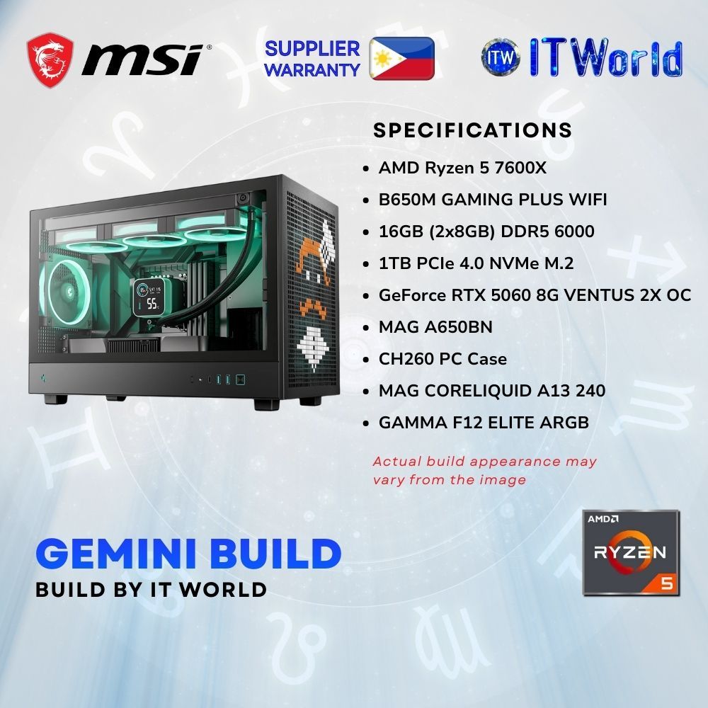 Zodiac Gemini Build Powered by MSI - Ryzen 5 7600X RTX 5060, 16GB DDR5 ...