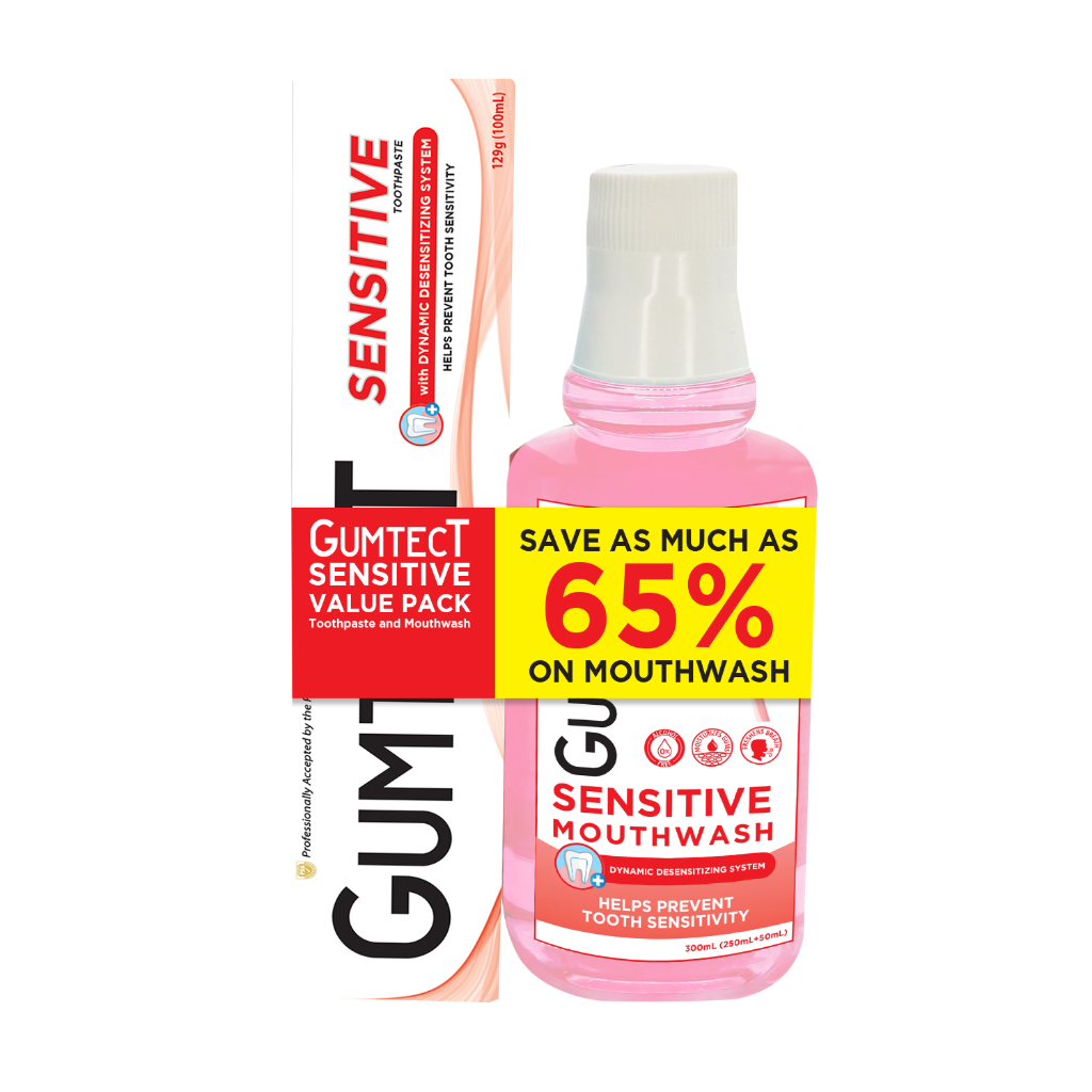 Gumtect Sensitive Mouth Care System Toothpaste (100ml) & Mouthwash ...