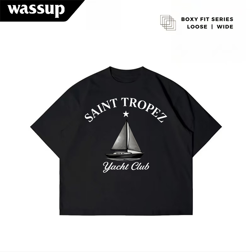 WASSUP Boxy Cropped T-Shirt American High Street Series Crew Neck T ...