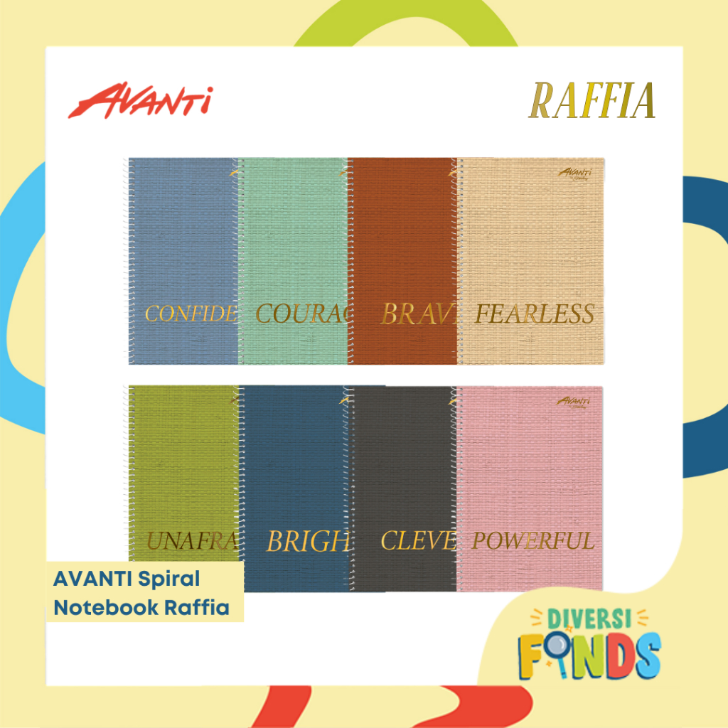 8pcs AVANTI RAFFIA Spiral Notebook w/Plastic Cover 80lvs - Assorted ...