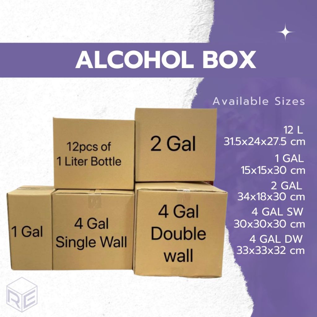 5 Pcs Corrugated Alcohol Box (1Gal, 2Gal, 4Gal,12L) Carton Boxes ...