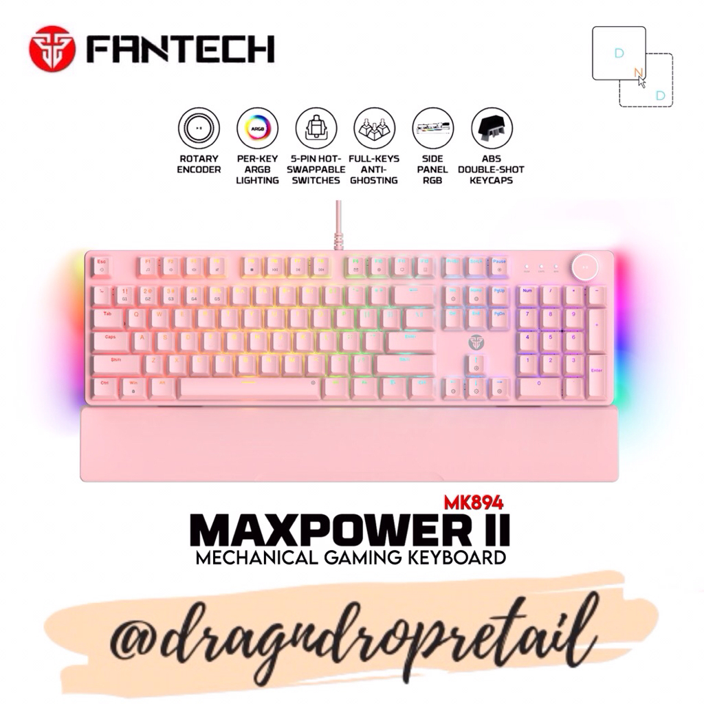 FANTECH MAXPOWER II MK894 ARGB Mechanical Gaming Keyboard with Wrist ...