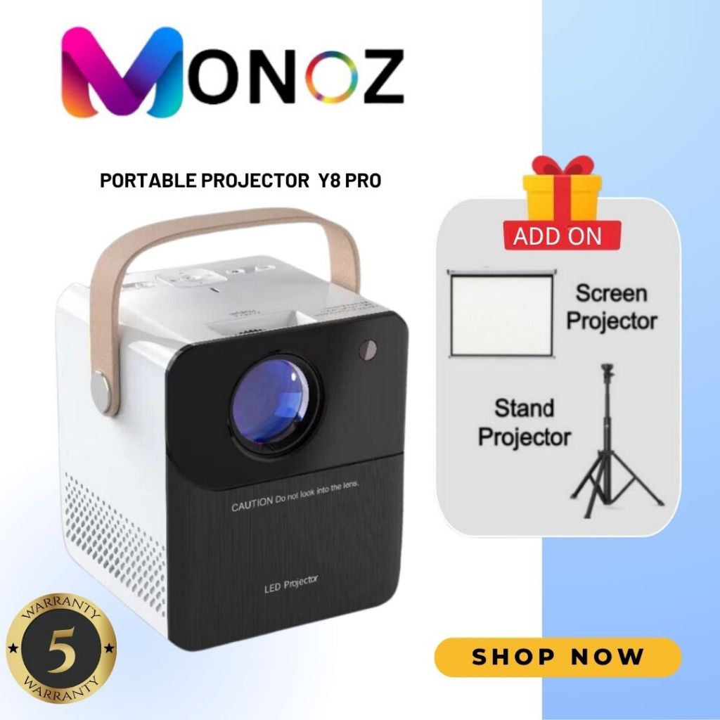 MONOZ Projector Y8 PRO Portable 4K UHD 6000 Projectors Android HDMI USB ...