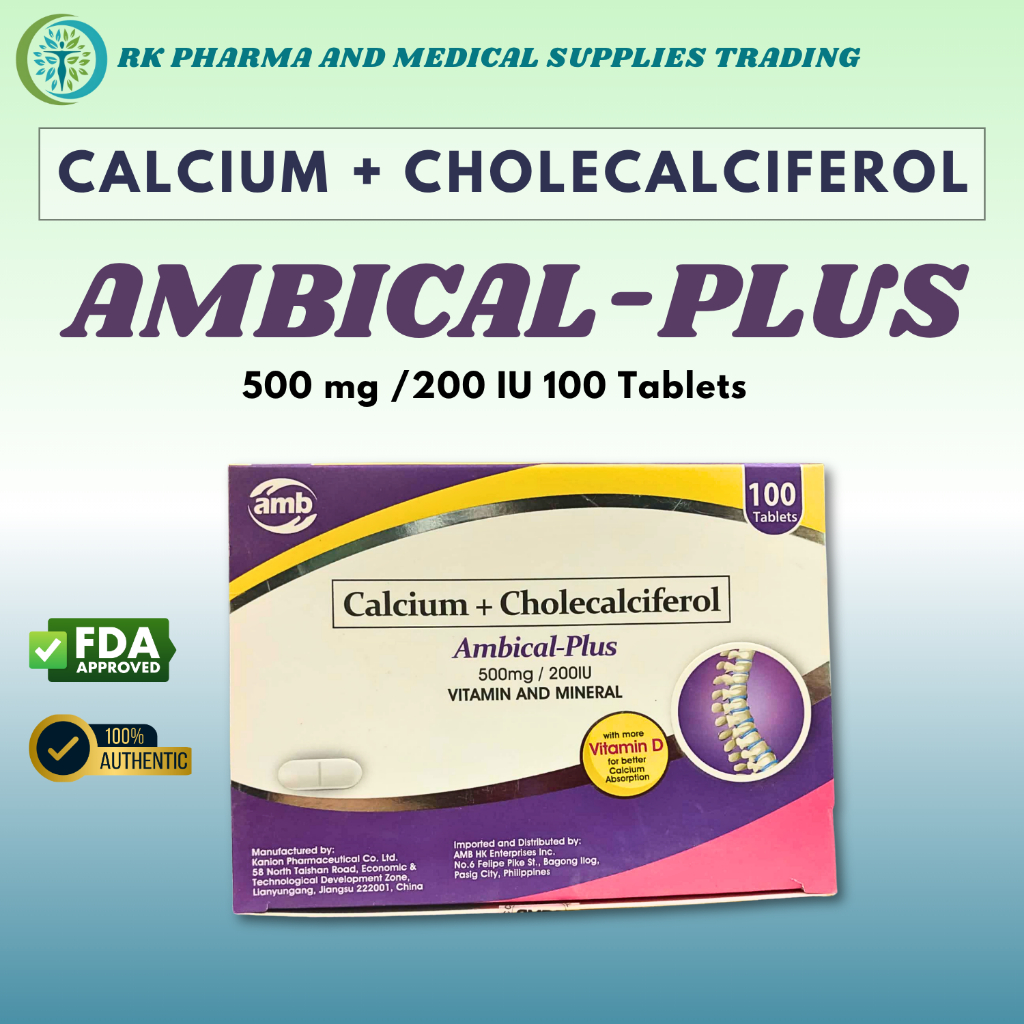 AMBICAL PLUS CALCIUM + CHOLECALCIFEROL 100 TABLETS | Shopee Philippines
