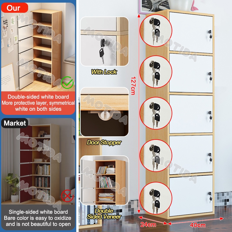 6/5 Layer Locker Wood cabinet Modern Minimalist Bedroom Living Room ...