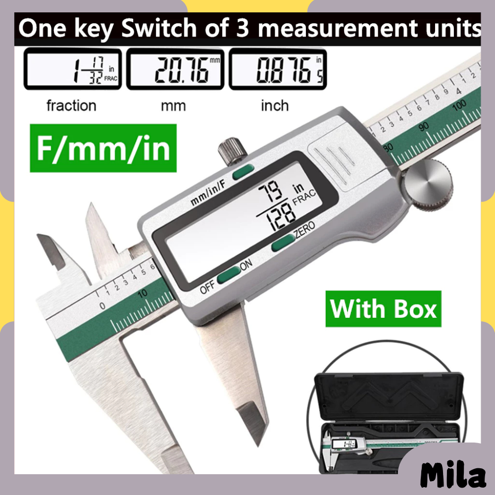 Slide Caliper Vernier Ruler Stainless Steel Electronic LCD Digital ...