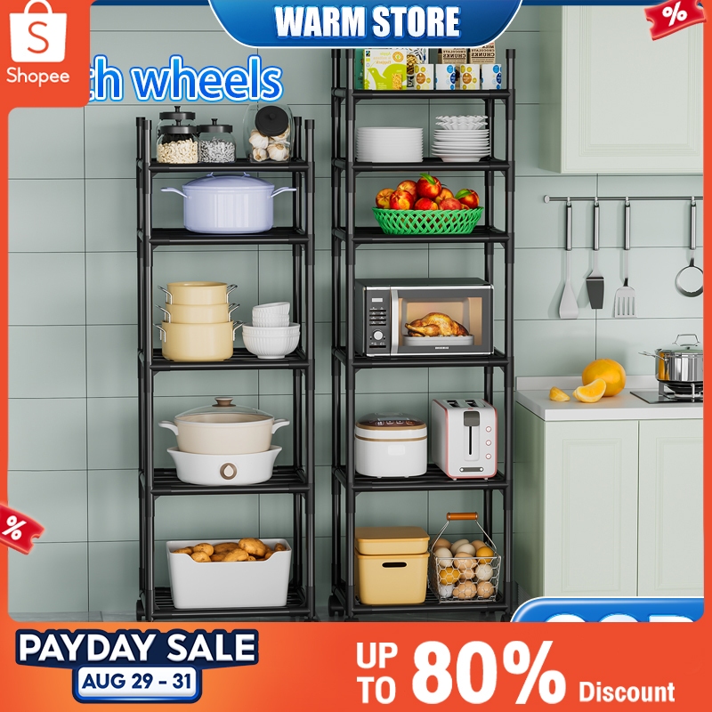 6Layer Kitchen Rack Organizer Microwave Storage Shelf Kitchen Organizer ...