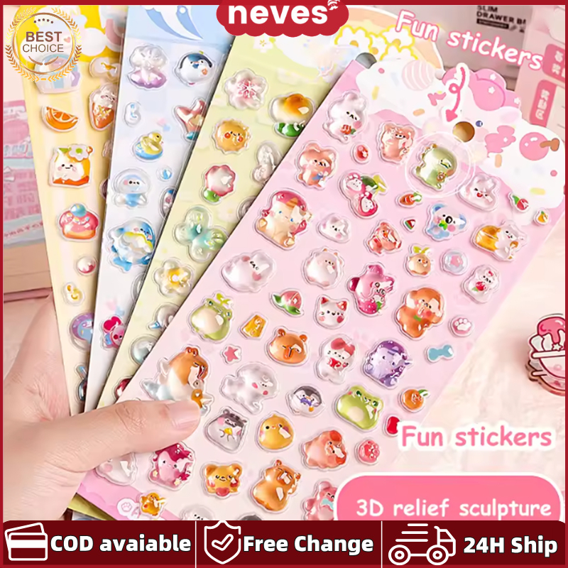 Cute Creative 3D Relief Stickers DIY Diary Stationery Stickers ...