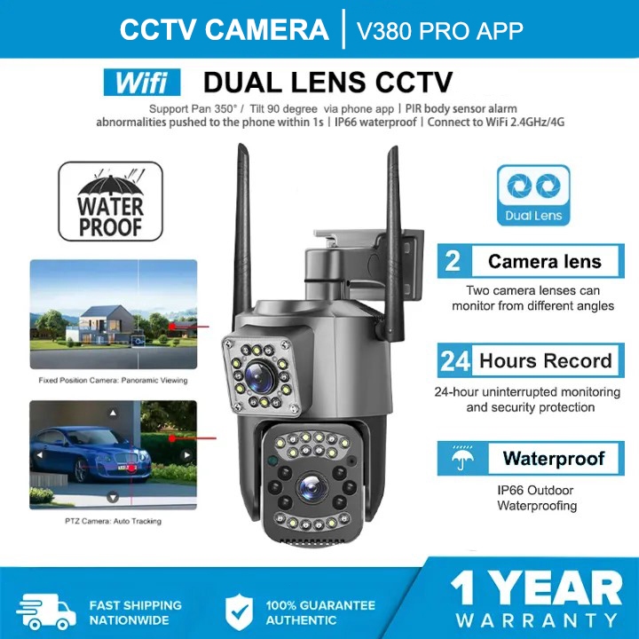 BUY 1 TAKE 1 V380 Pro Outdoor CCTV Camera Dual Lens 2K UHD Auto ...