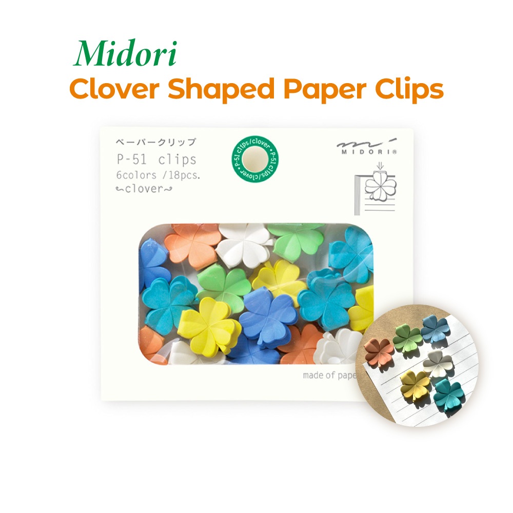 Midori Clover Shaped Paper Clips – Cute Lucky Charm Stationery from ...
