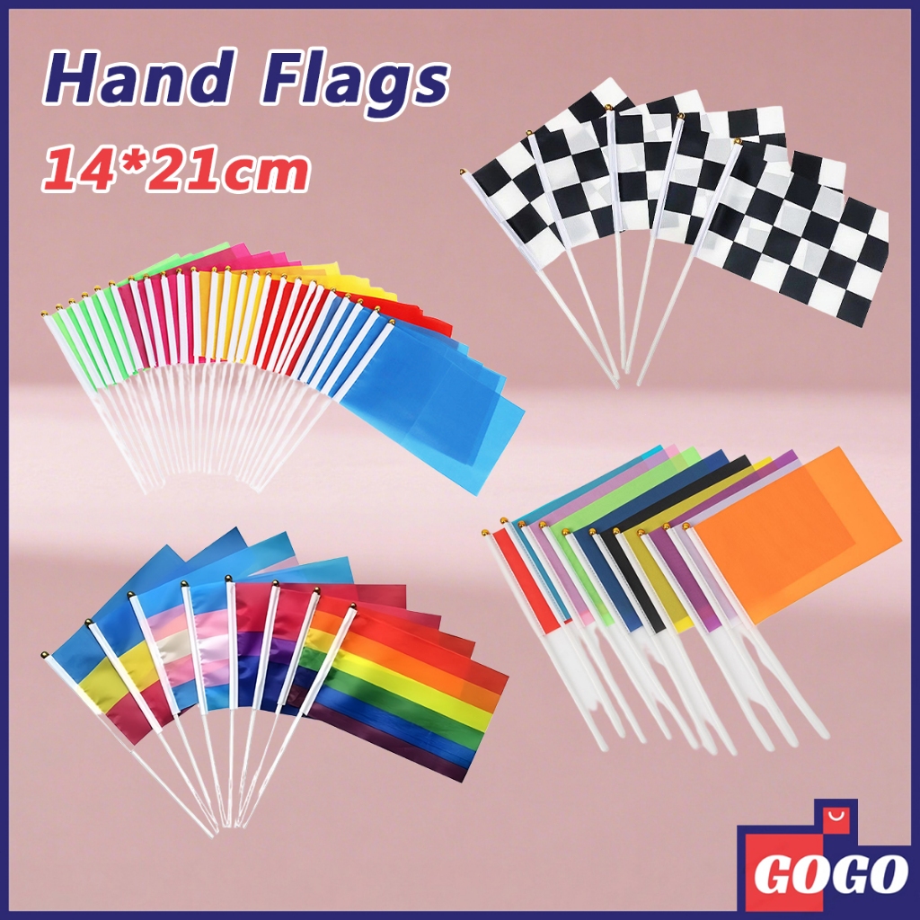 Colorful 10PCS Hand Held Flags For Sports Events Party Masskara ...